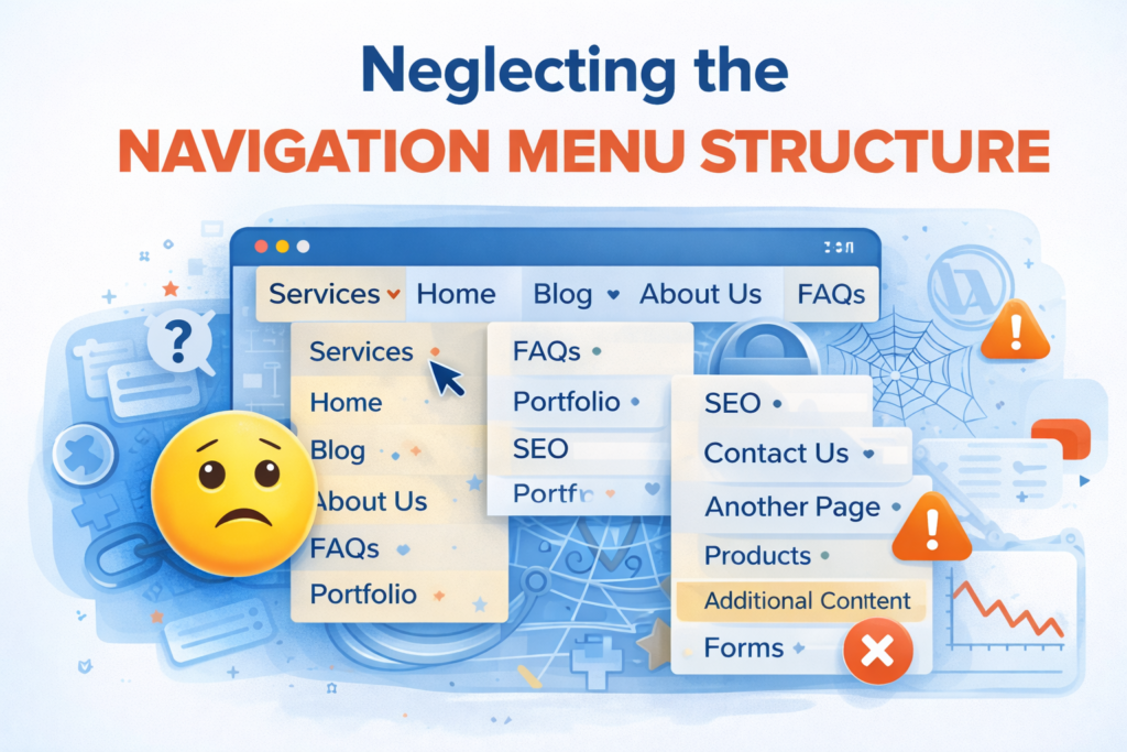 Cluttered navigation menu chaos